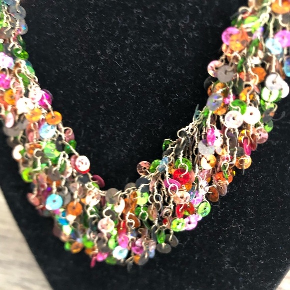 Vtg Multicolour Sequin Necklace - Picture 4 of 12